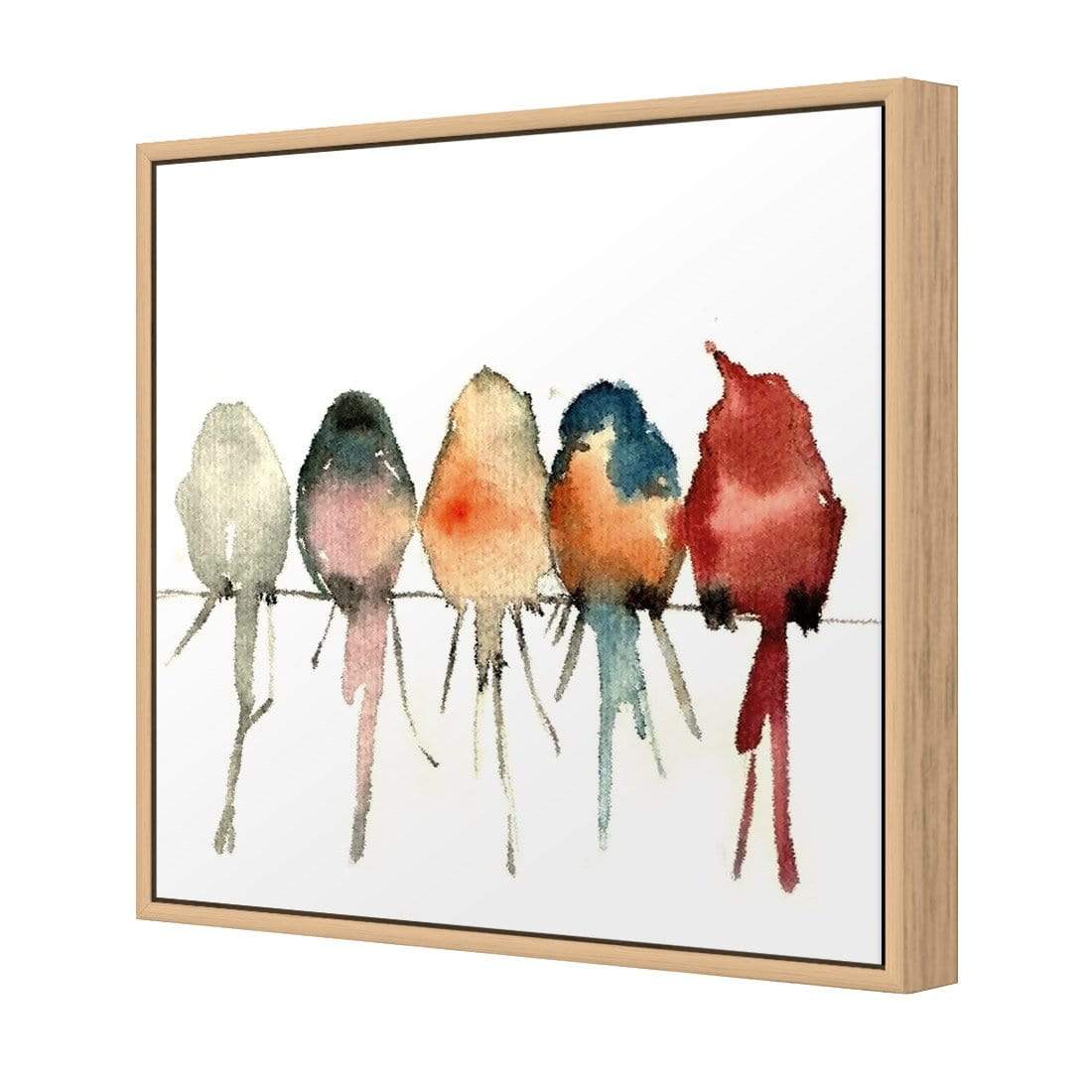 Watercolour Birds on Branch (square) - wallart-australia - Canvas