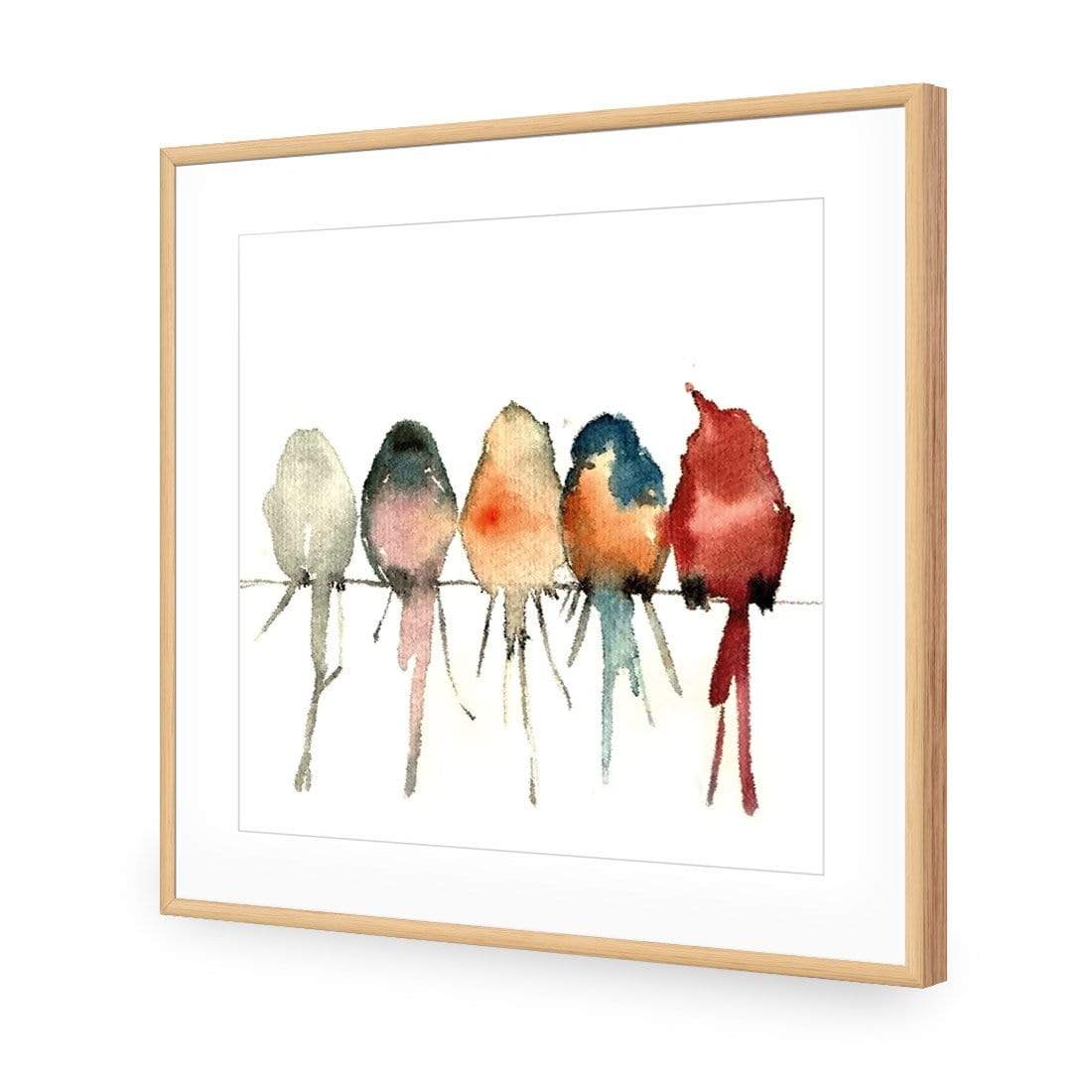 Watercolour Birds on Branch (square) - wallart-australia - Acrylic Glass With Border