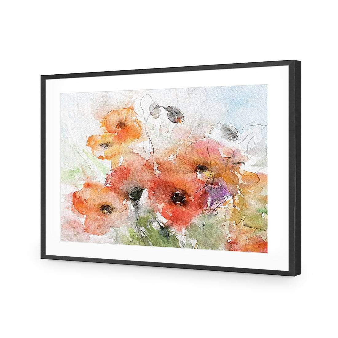 Watercolour Poppies - wallart-australia - Acrylic Glass With Border