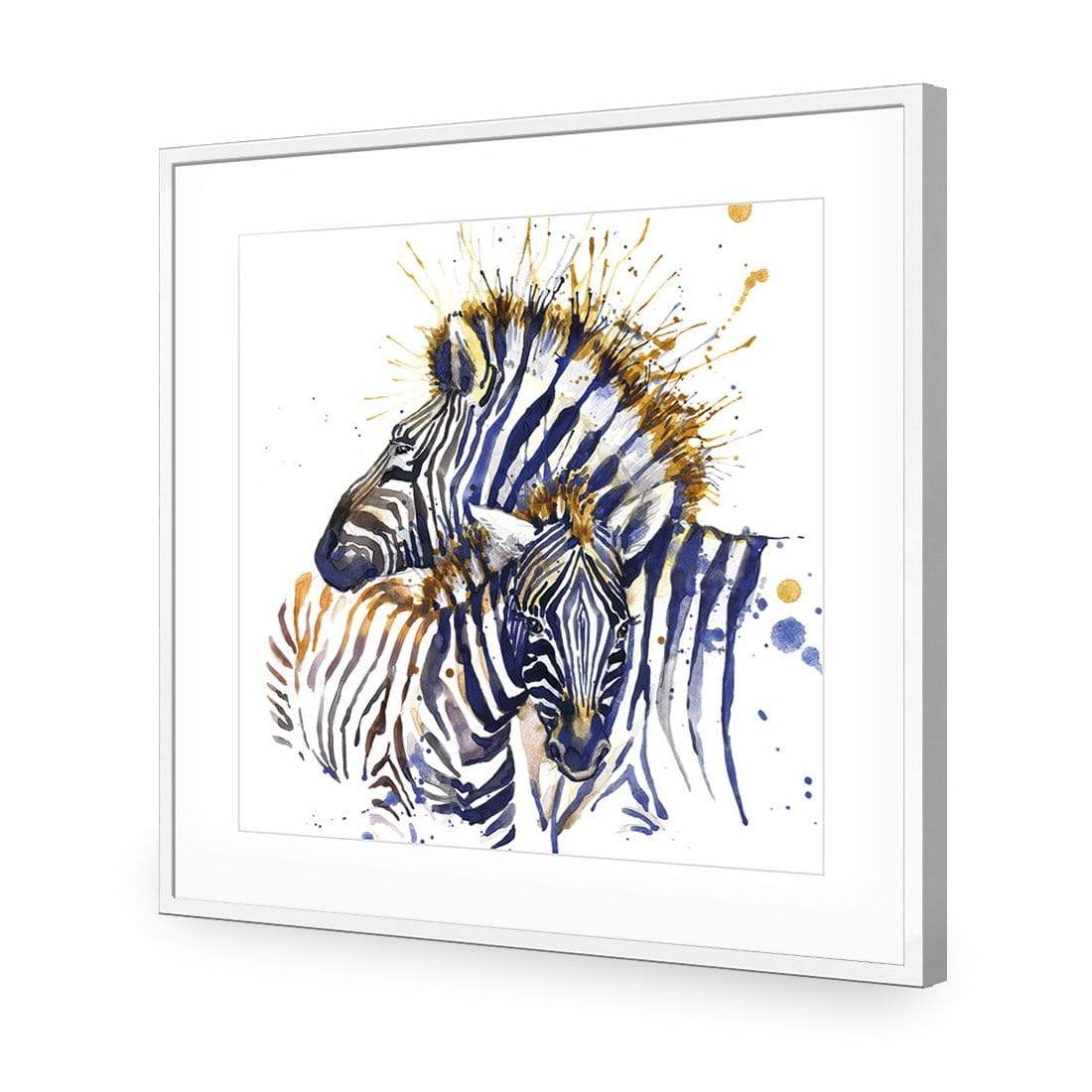 Zebra Watercolour (square) - wallart-australia - Acrylic Glass With Border